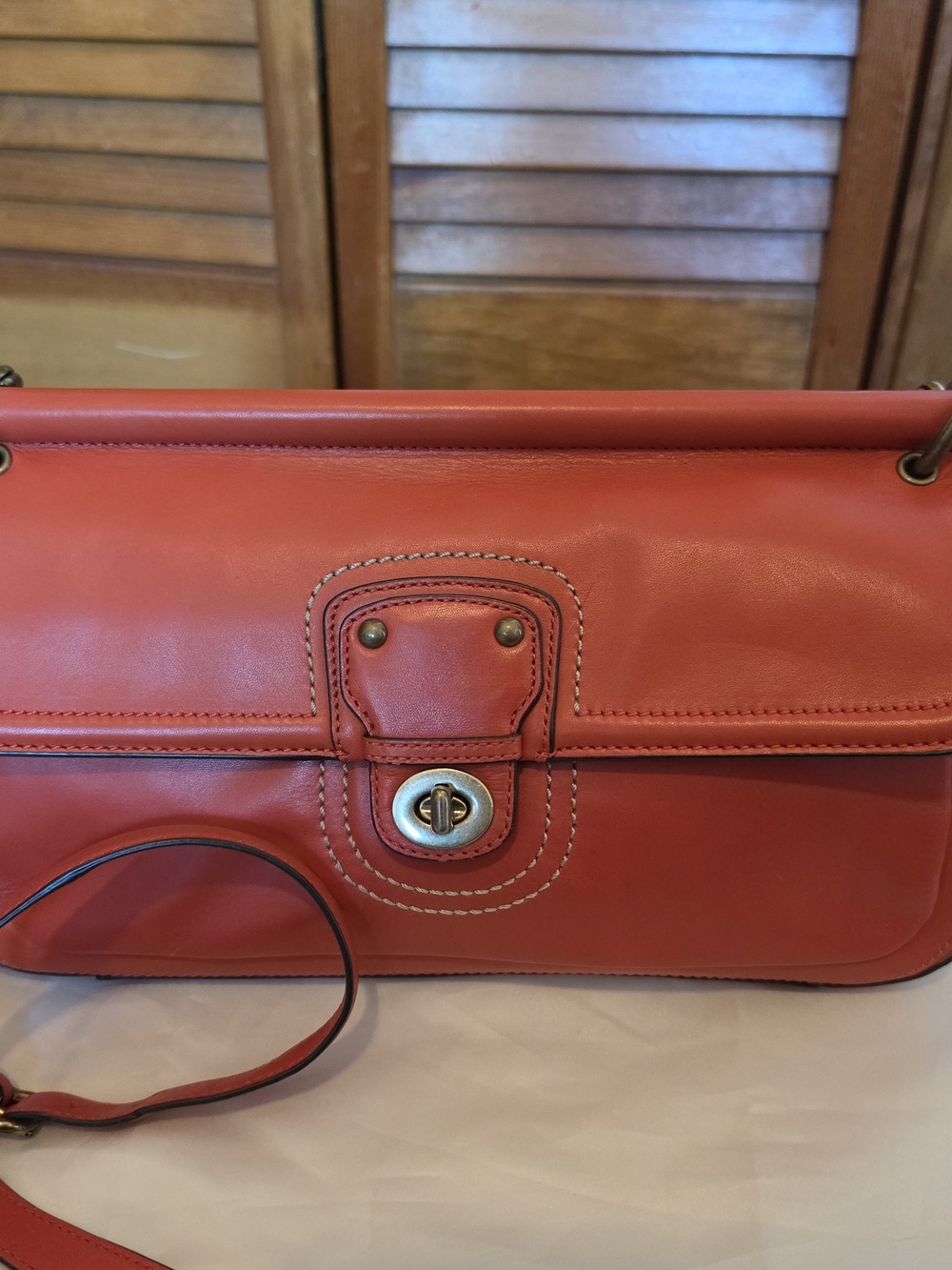 Classic Red Leather Shoulder Bag - Women's Crossbody